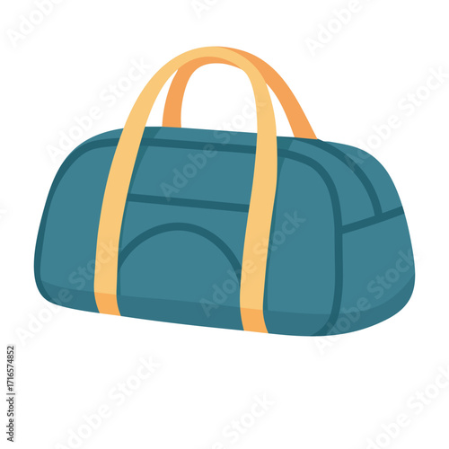 Vector illustration of sports gym bag with handles in flat cartoon doodle style isolated on white.