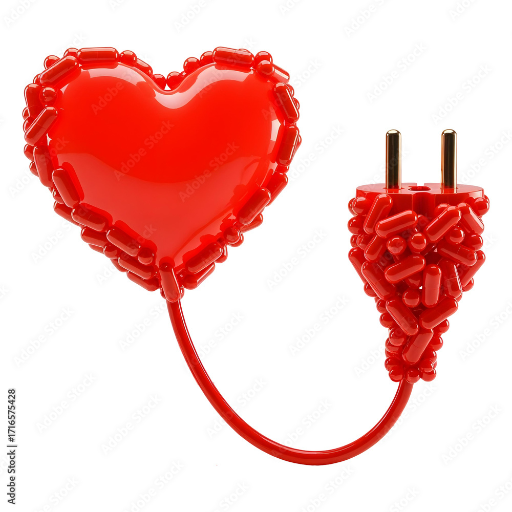 custom made wallpaper toronto digitalSymbolic energy — glowing heart with capsule plug , isolated on transparent background, png