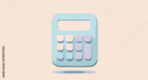 Illustration of a light blue calculator with pastel buttons.