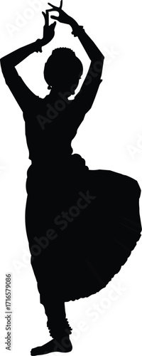 Classic Bharatanatyam arangetram pose silhouette with traditional mudra