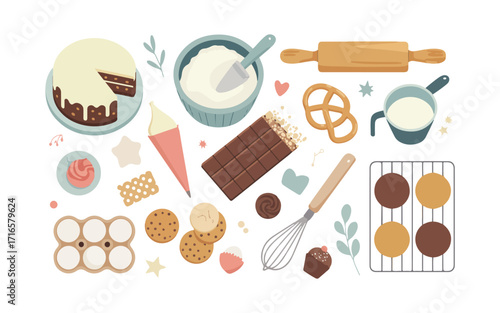 Kitchen appliance line icon set. essential cooking and baking tools outline collection