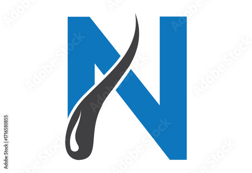 Intel latter N with hair treatment logo design concept