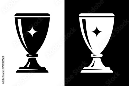 black and white Trophy icon Silhouette vector style