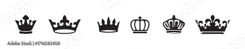 Crown icon set, king crown icon, crown icons set silhouette, king and queen crown silhouette , vector illustration EPS 10.