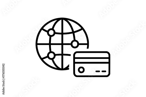 Global Online Payment with Credit Card Icon

