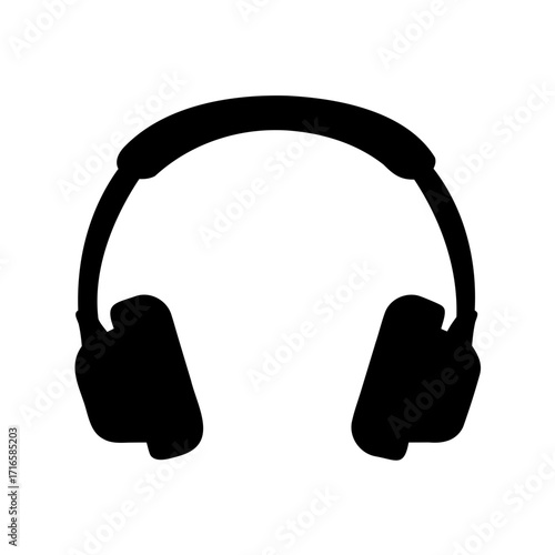 Silhouette of Headphones with Headband and Earcups for Audio Listening