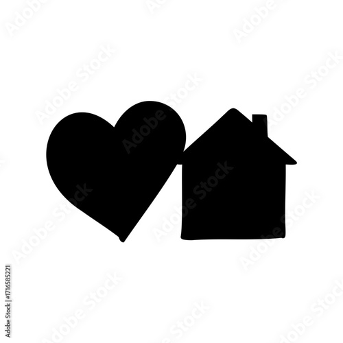 A simple graphic illustration showcasing the warmth of home and heartfelt sentiment