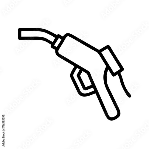 Detail of a gas pump nozzle with hose in a contemporary line art style