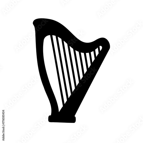 Elegant silhouette of a Celtic harp a symbol of Ireland music