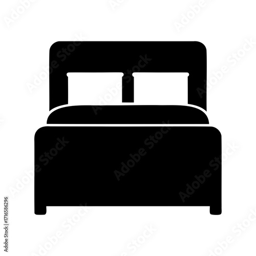Stylized representation of a bed with pillows and a simple design