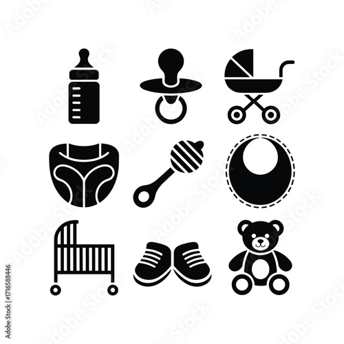 Collection of adorable baby icons for maternity and childcare products