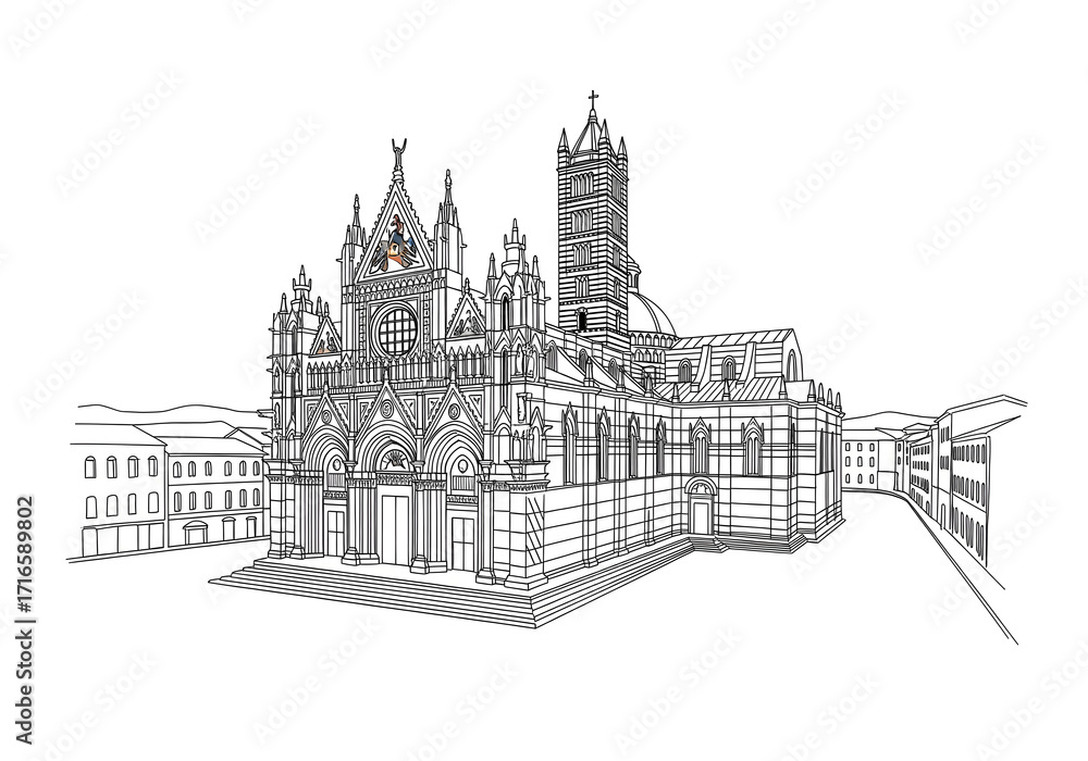 Fototapeta premium Cripta del Duomo in Siena one line drawing