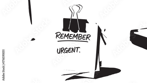 Urgent reminder note attached with a binder clip on a desk signifying importance and time sensitivity