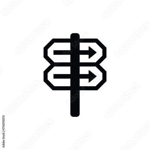 Black and white signpost with directional arrows