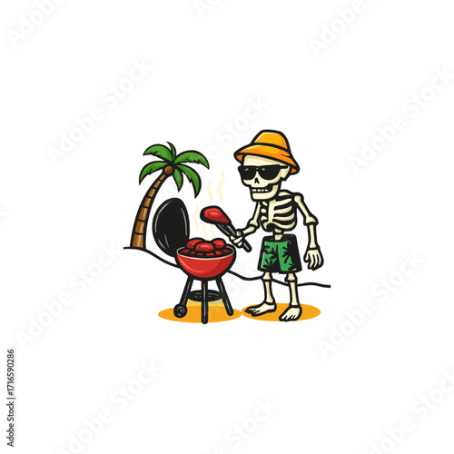 Fun Skeleton Grilling on the Beach