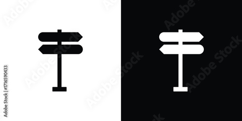 Black and white signpost with two directional arrows