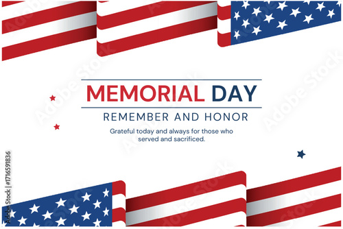 Patriotic tribute background celebrating a significant national day of remembrance, featuring flowing American flag motifs to honor service members and their sacrifices