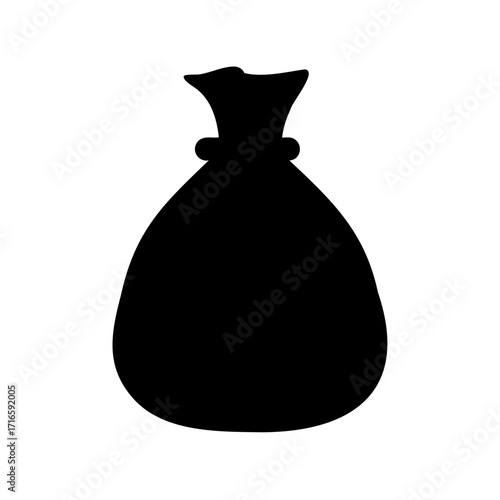 Silhouette of a filled money bag or sack, icon and wealth concept