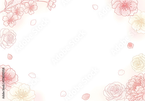 Pink Pastel Floral Background Minimalist Design