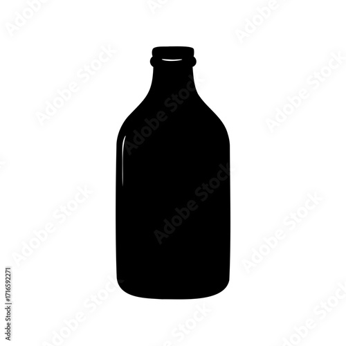 Black silhouette illustration of a vintage style jug bottle on white background