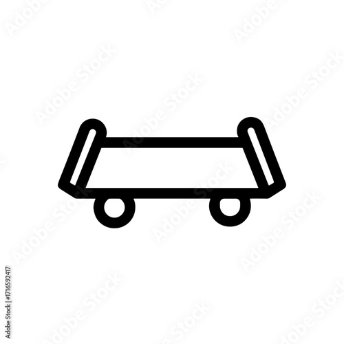 Outline of a skateboard on a white background  
