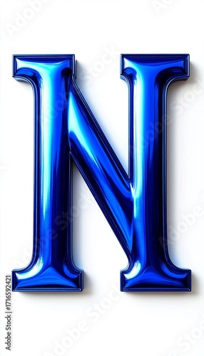 3d blue letter N, letter 