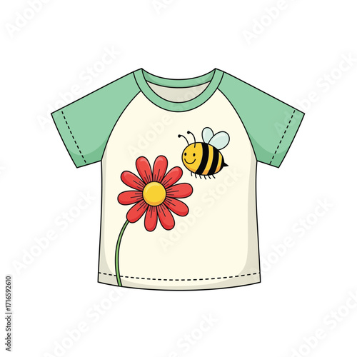 Adorable Bee and Flower Kids T-Shirt Design