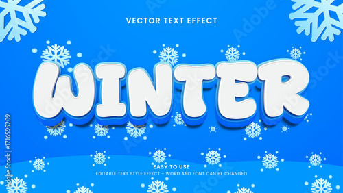 editable text effect winter 3d style premium vector