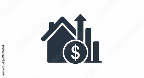 Visualize soaring real estate values with this modern house icon, perfect for finance, investment, and property growth concepts in your next project