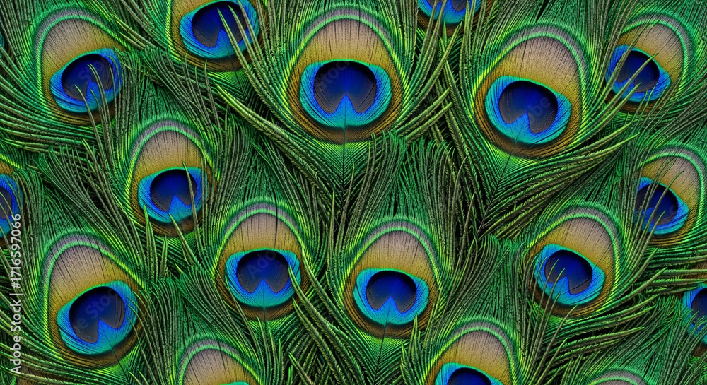 Obraz premium Vibrant Peacock Feathers A Close-Up Look at Nature's Masterpiece