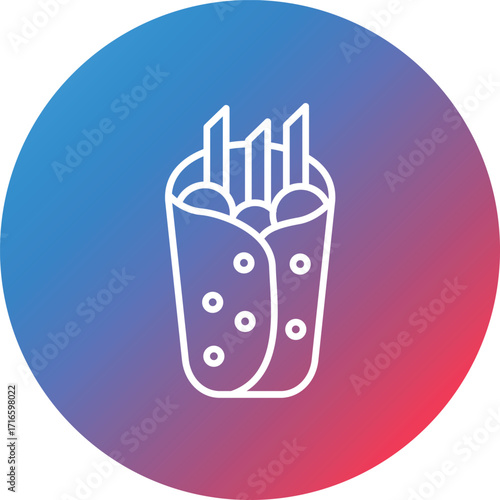 Burrito Line Gradient Circle Background Icon