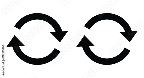 Three simple black circular arrows indicating a continuous loop or process