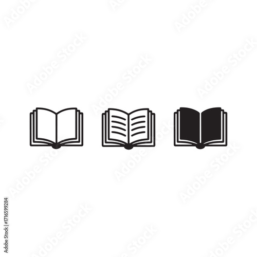 book icon vector illustration Open Book Icon Set, Reading, Literature, and Education Symbols
