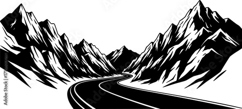 vector highway road in mountains
