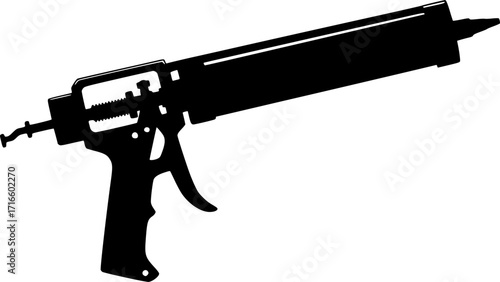 Caulking gun applicator construction tool silhouette vector illustration
