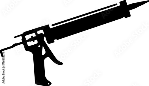 Caulking gun applicator construction tool silhouette vector illustration
