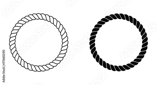 Two rope circles one white and one black displayed side by side