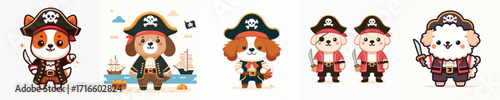 cute dog vector in pirate costume