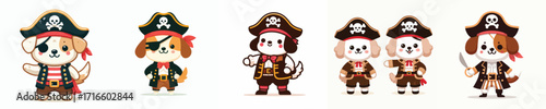 cute dog vector in pirate costume