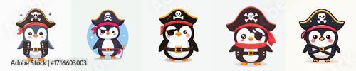 cute penguin vector in pirate costume