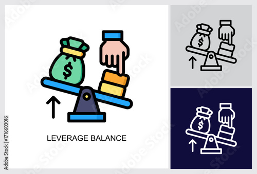 Leverage Balance icon Multi Style Vector Illustration 