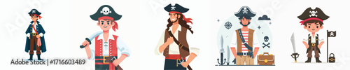 vector of young man in pirate costume