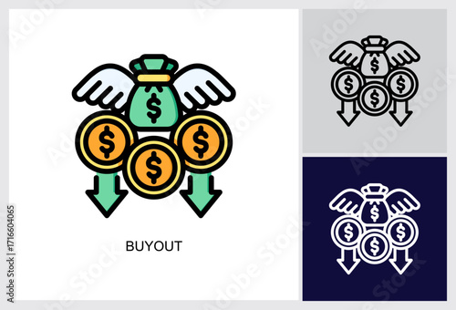 Buyout icon Multi Style Vector Illustration 