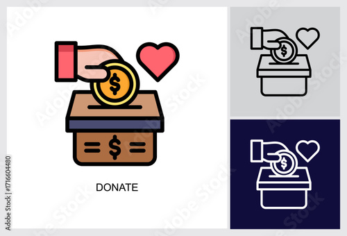 Donate icon Multi Style Vector Illustration 