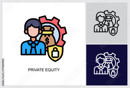 Private Equity icon Multi Style Vector Illustration 