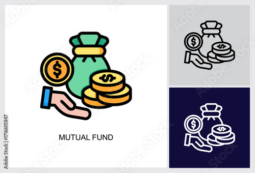 Mutual Fund icon Multi Style Vector Illustration 