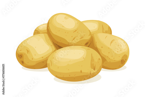 Pile of Fresh Organic Potatoes for Healthy Cooking and Meal Preparation Vector Illustration Close Up on White Background
