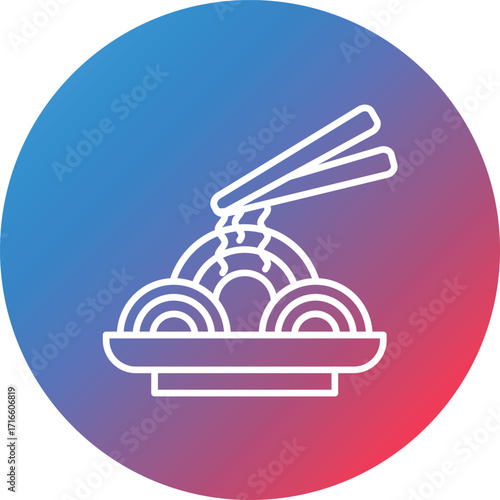 Pad Thai Line Gradient Circle Background Icon