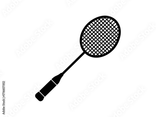 Minimalist Badminton Racket Illustration for Sports and Fitness Designs Graphic Representation of Leisure Activity Equipment Isolated on White Background