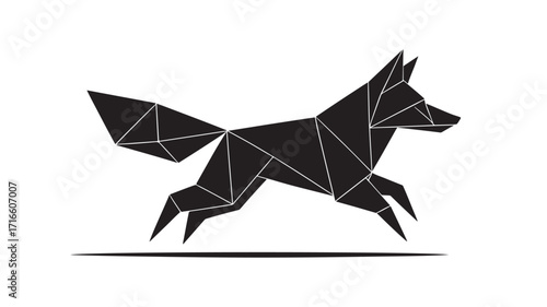 Geometric origami fox running representing speed agility and elegance